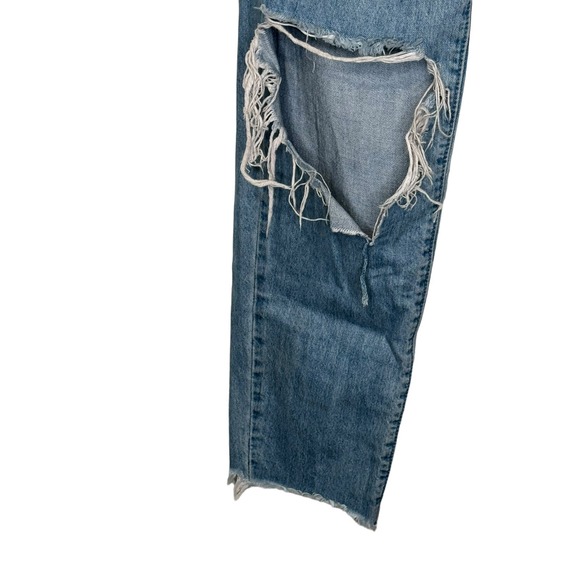 Riot Misguided Jeans High-Rise Mom Ripped Knee Ankle Destroyed Denim Blue Medium - Picture 9 of 11